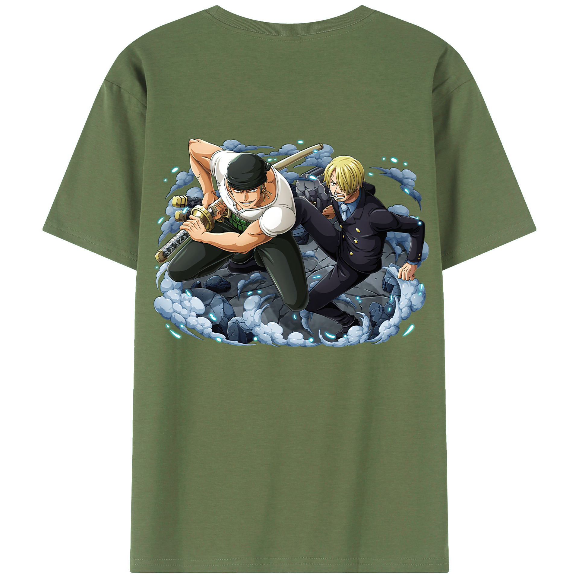 ワンピース ロロノア・ゾロ ONE PIECE Roronoa Zoro 綿100％ メンズ半袖Tシャツ（バックプリント） 通気性